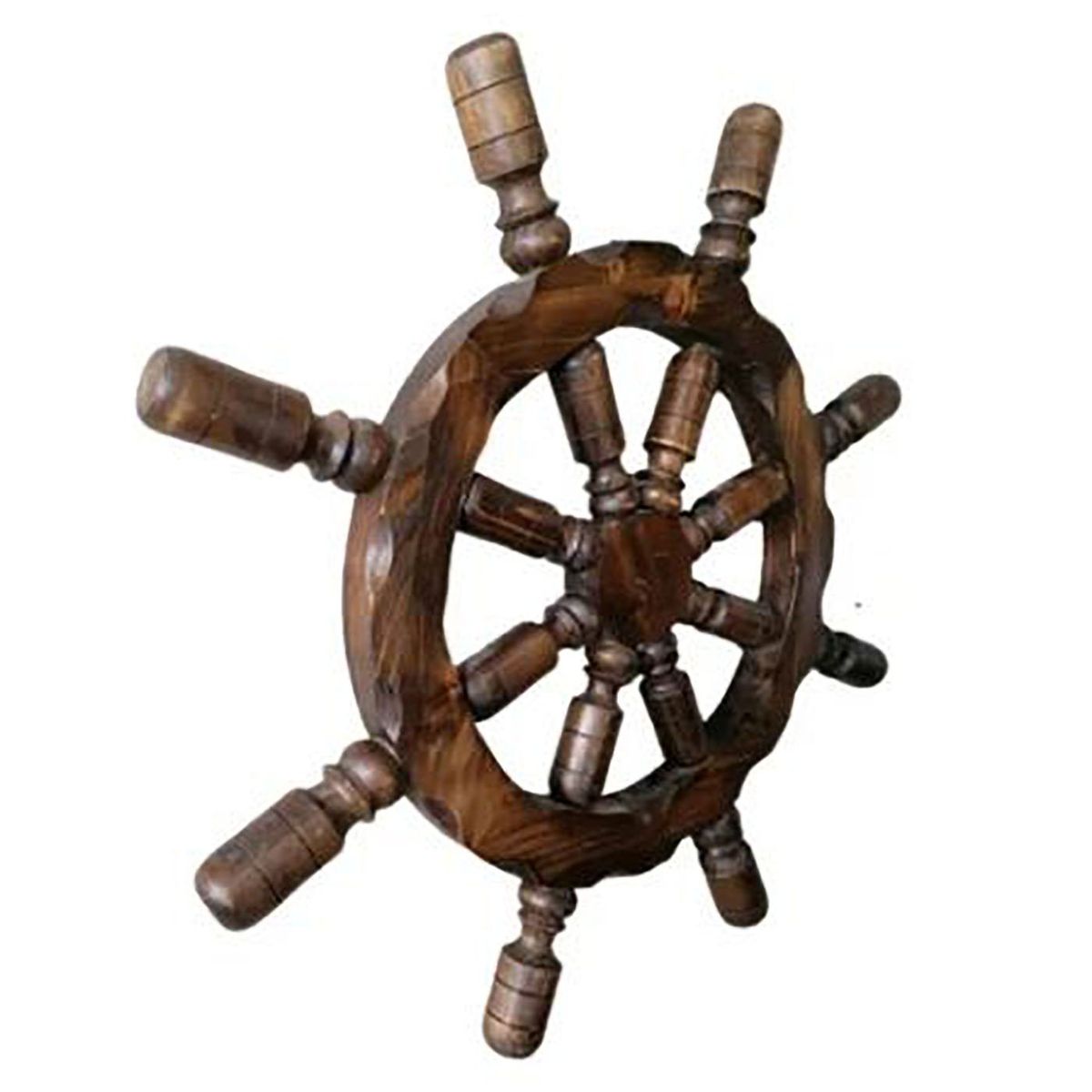 GENERICO - Timón De Barco Decorativo En Madera Grande 60x60cm