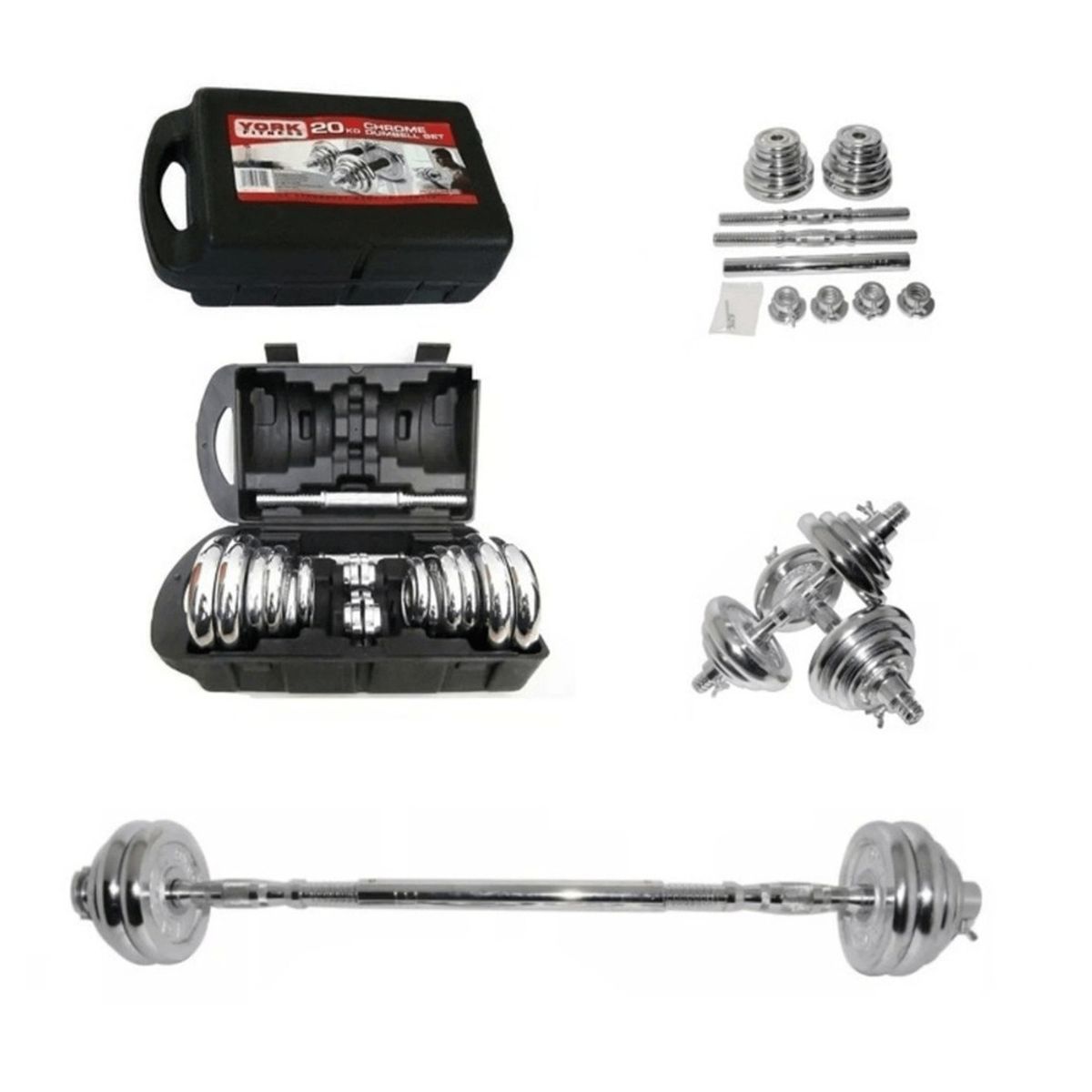 ALPHA GYM - Maletín de pesas 20 Kg Juego de mancuernas multifuncionales