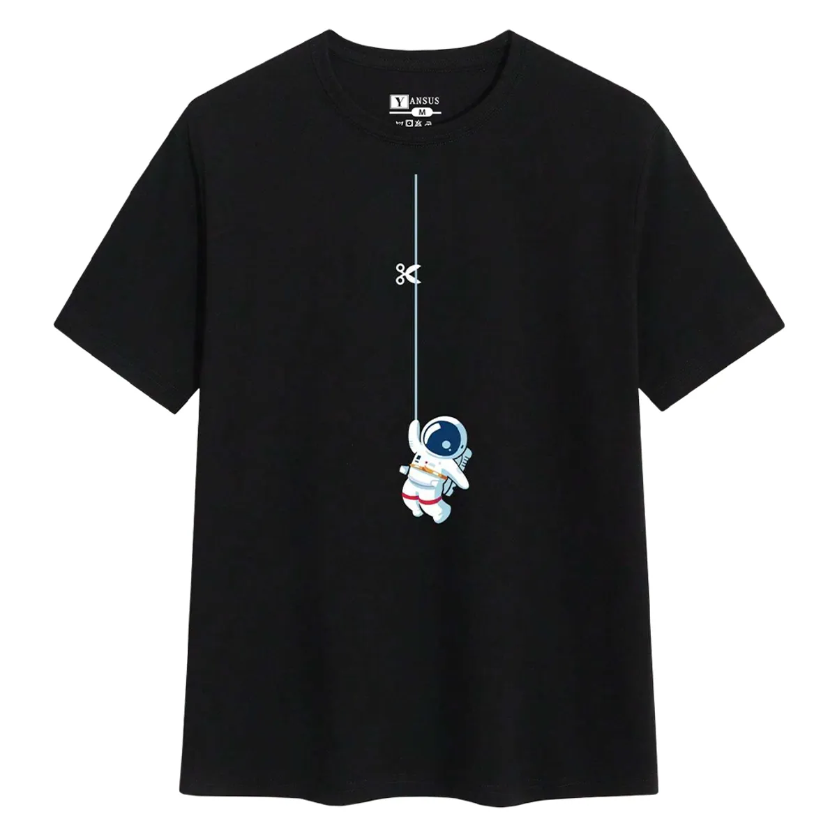 YANSUS - Polo Hombre Yansus Negro Estampado Astronauta