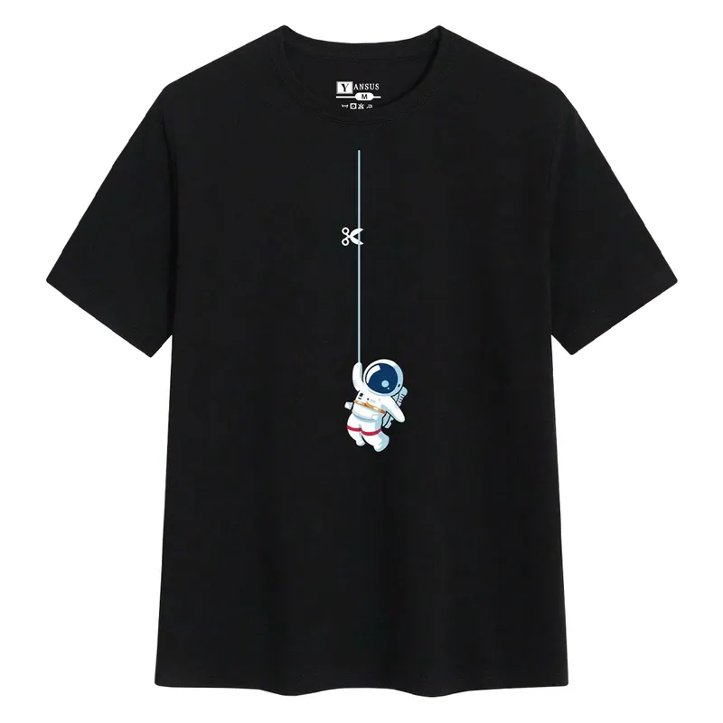 YANSUS - Polo Hombre Yansus Negro Estampado Astronauta