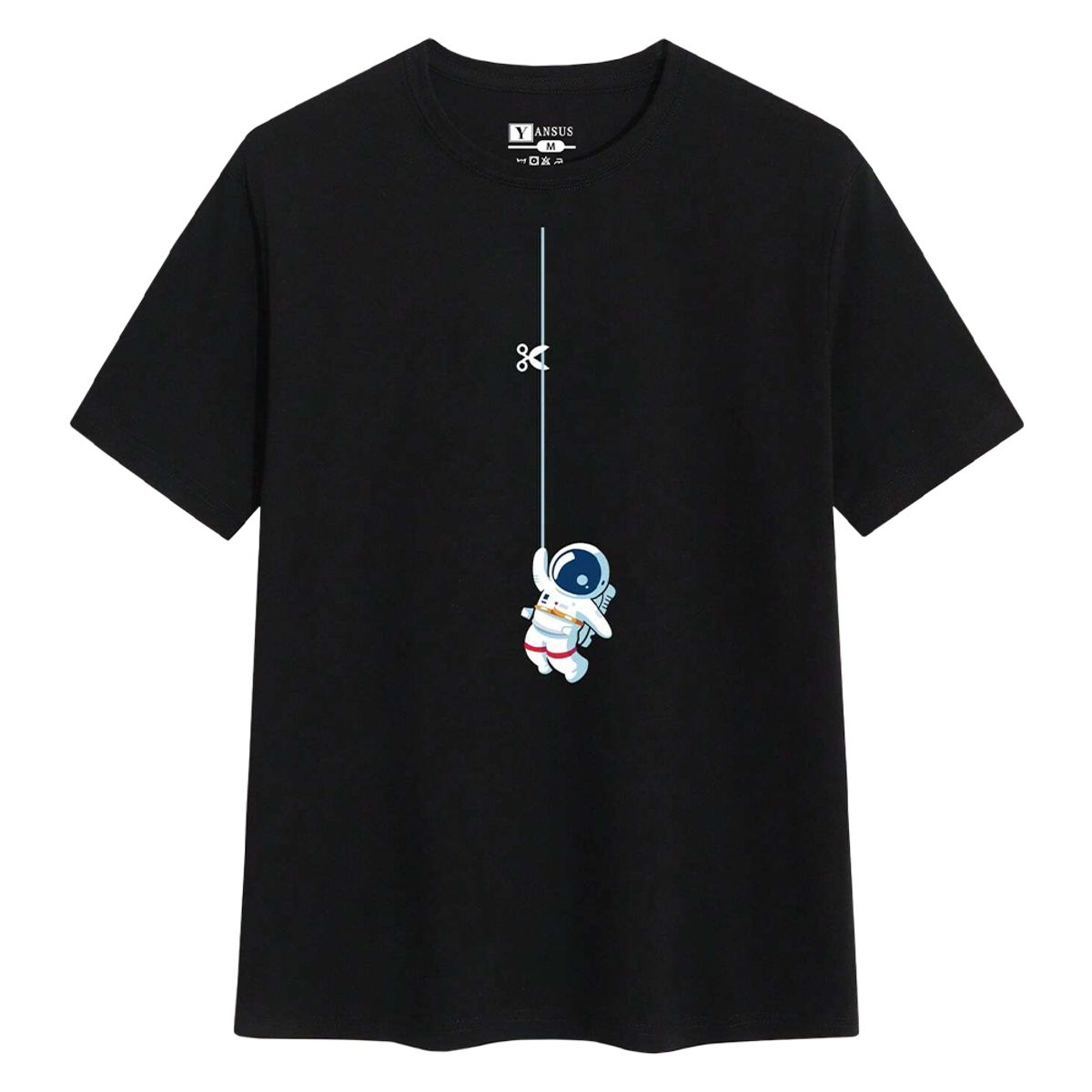 YANSUS - Polo Hombre Yansus Negro Estampado Astronauta