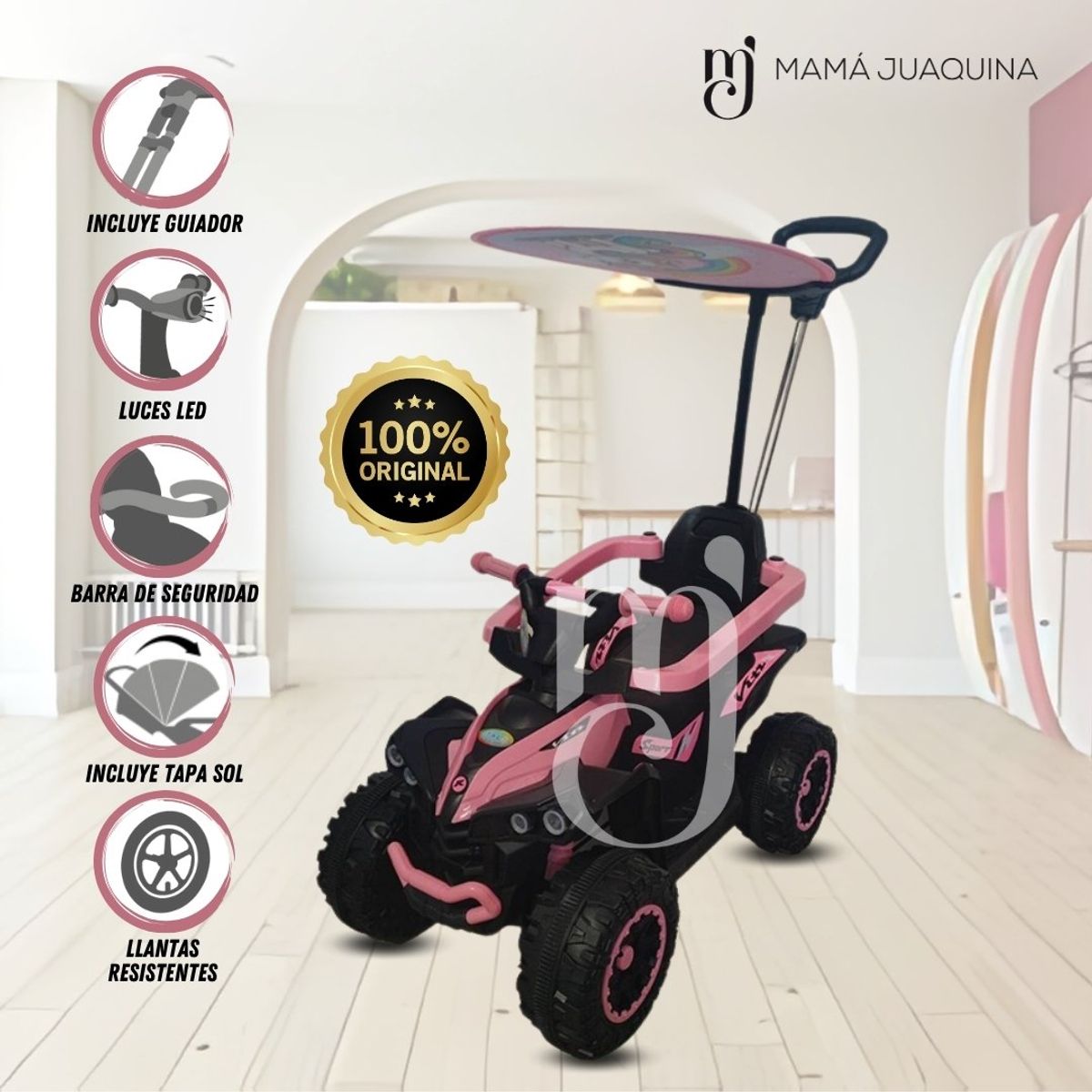BEAUTIFUL - Correpasillo Guiador a Batería «BLITZ» Pink