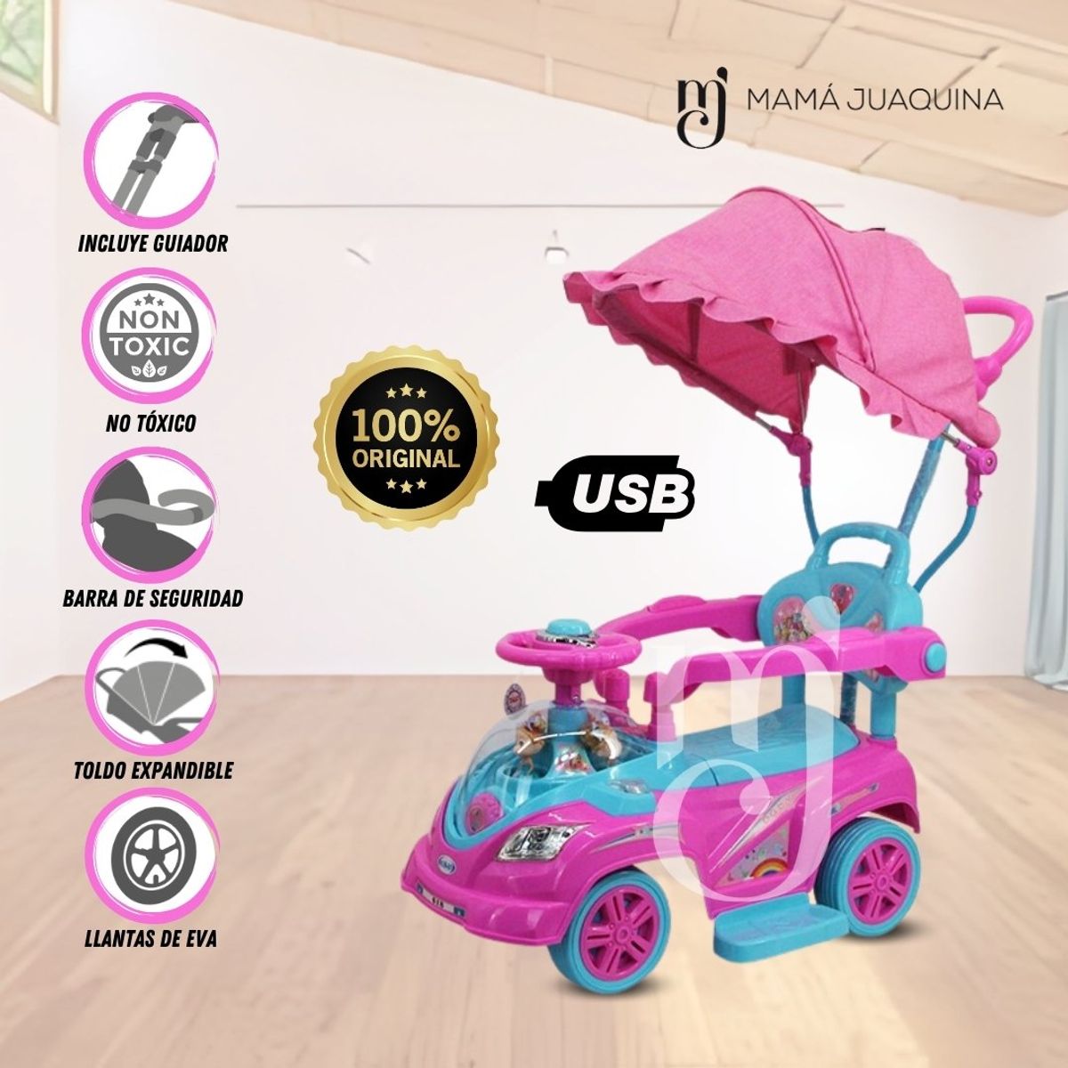 BABY - Correpasillo Guiador a Batería «TOKUMBO PRO II» Pink