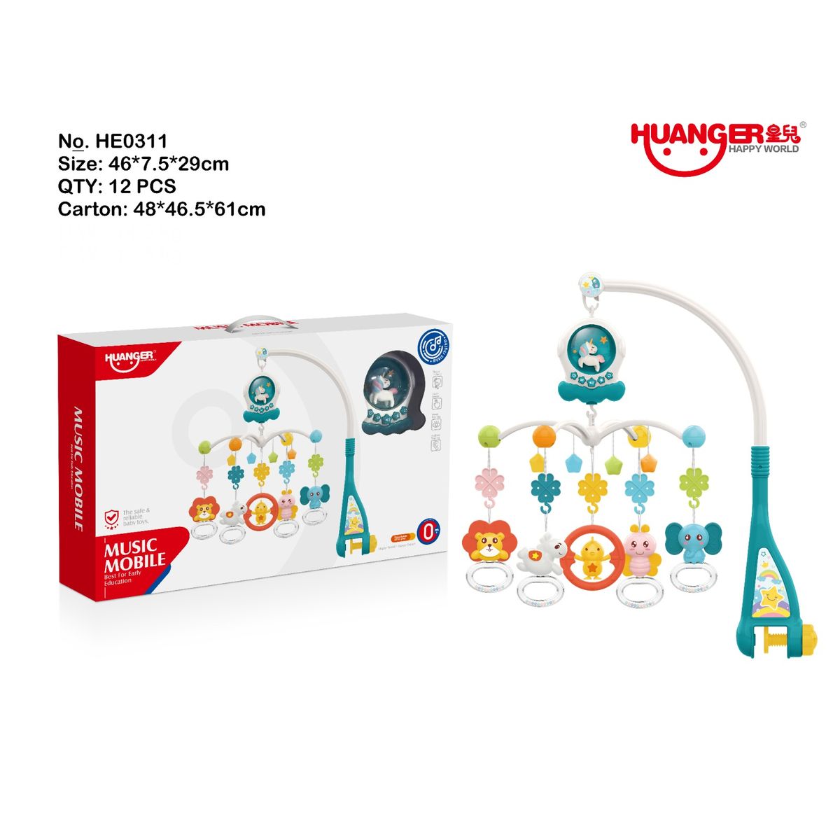 HUANGER - Movil Musical para Cuna Unicornio Azul