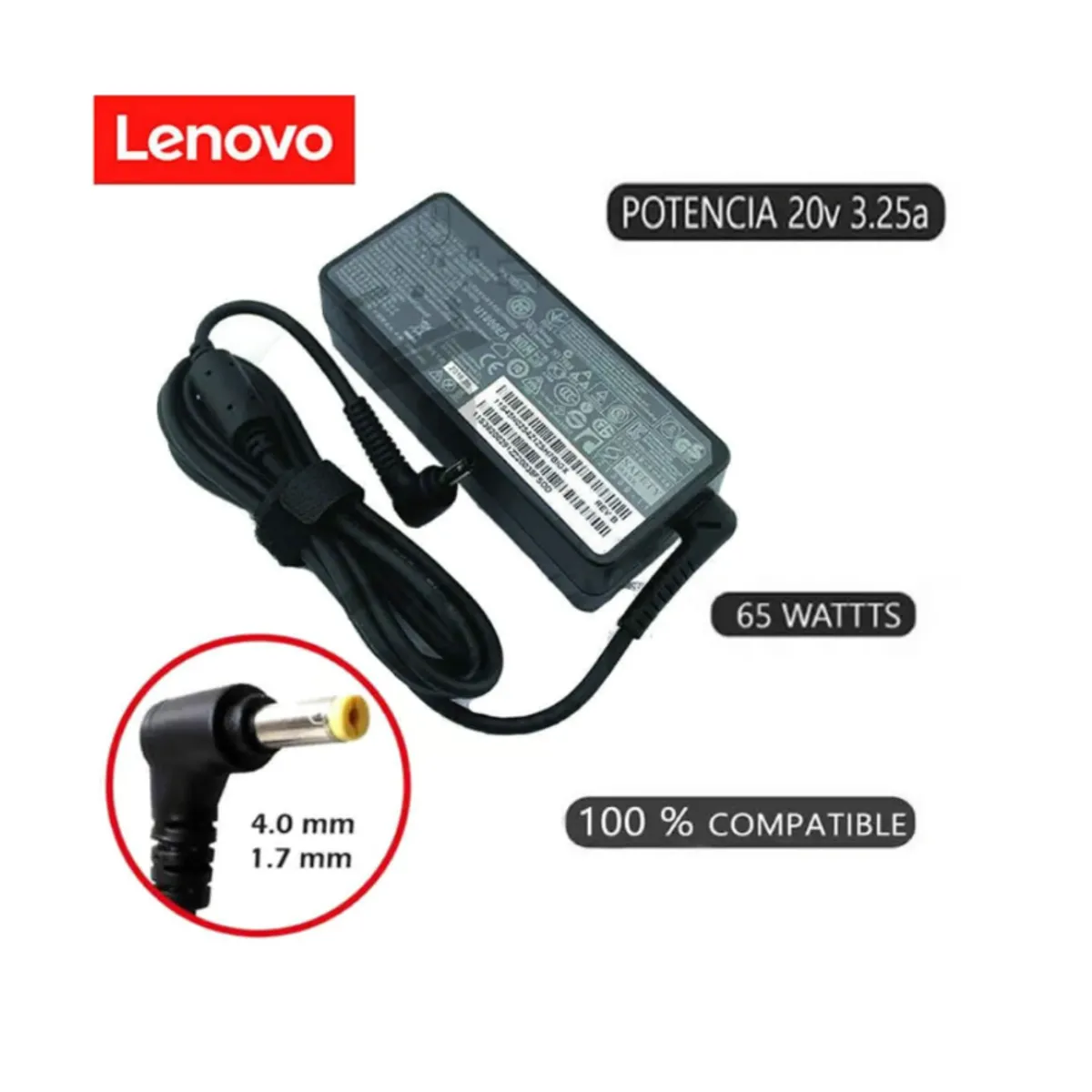 GENERICO - CARGADOR COMPATIBLE LENOVO 20v 325a 65w