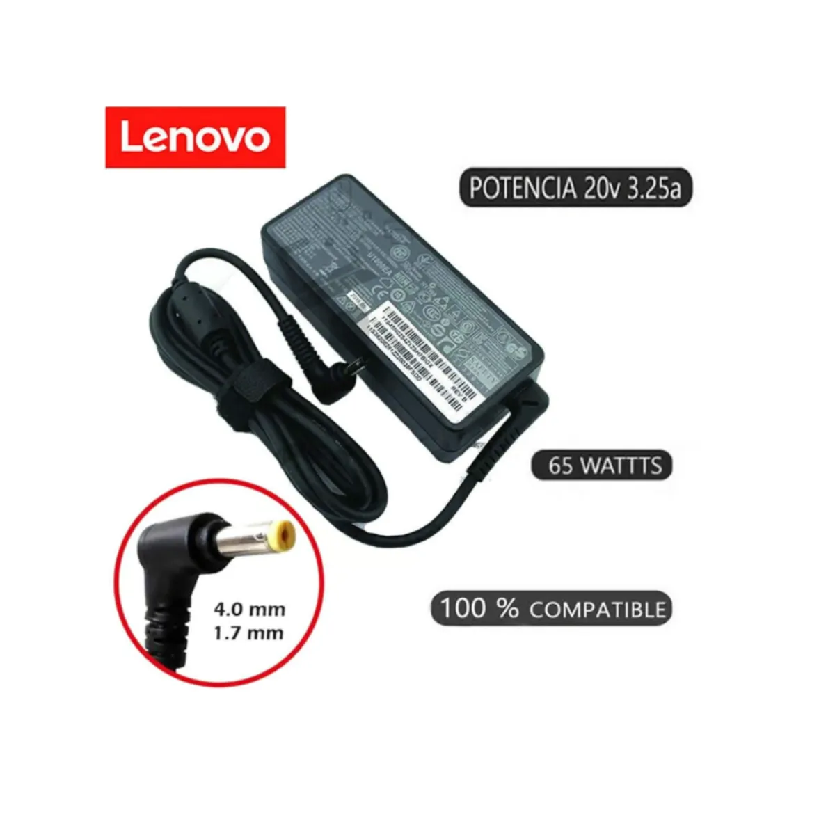 GENERICO - CARGADOR COMPATIBLE LENOVO 20v 325a 65w