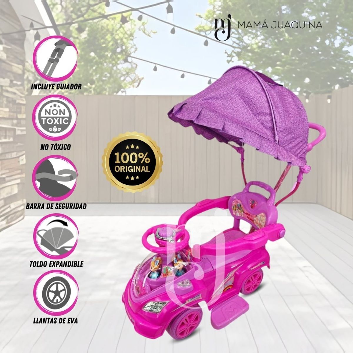 BABY - Correpasillo Guiador a Batería «TOKUMBO II» Fucsia