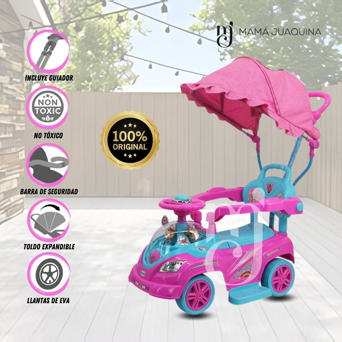 BABY - Correpasillo Guiador a Batería «TOKUMBO II» Rosado