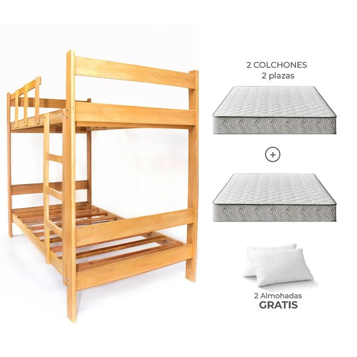 GENERICO - Camarote 2 Plazas + 2 Colchon Zebra y Almohadas Gratis