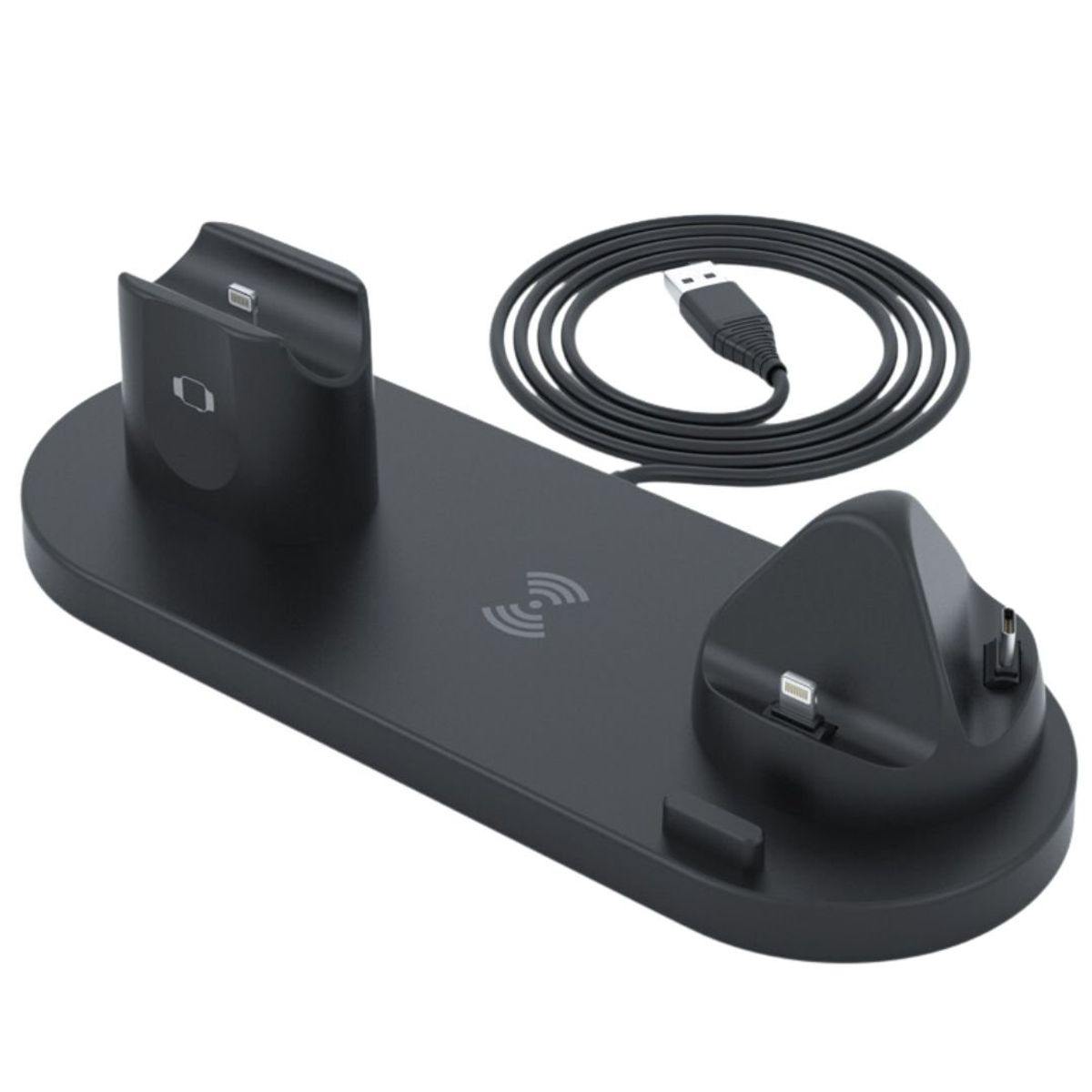 OEM - Cargador Inalámbrico 6 en 1 Multifuncional Base de Carga BXD-08 Negro