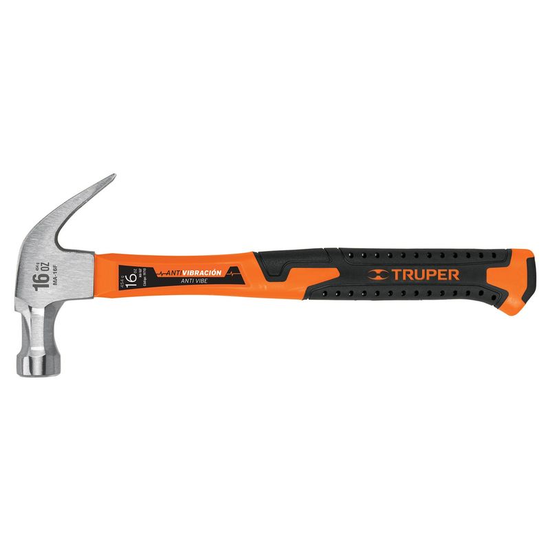 TRUPER - MARTILLO 16 OZ UÑA CURVA, MANGO FIBRA DE VIDRIO, TRUPER 19710