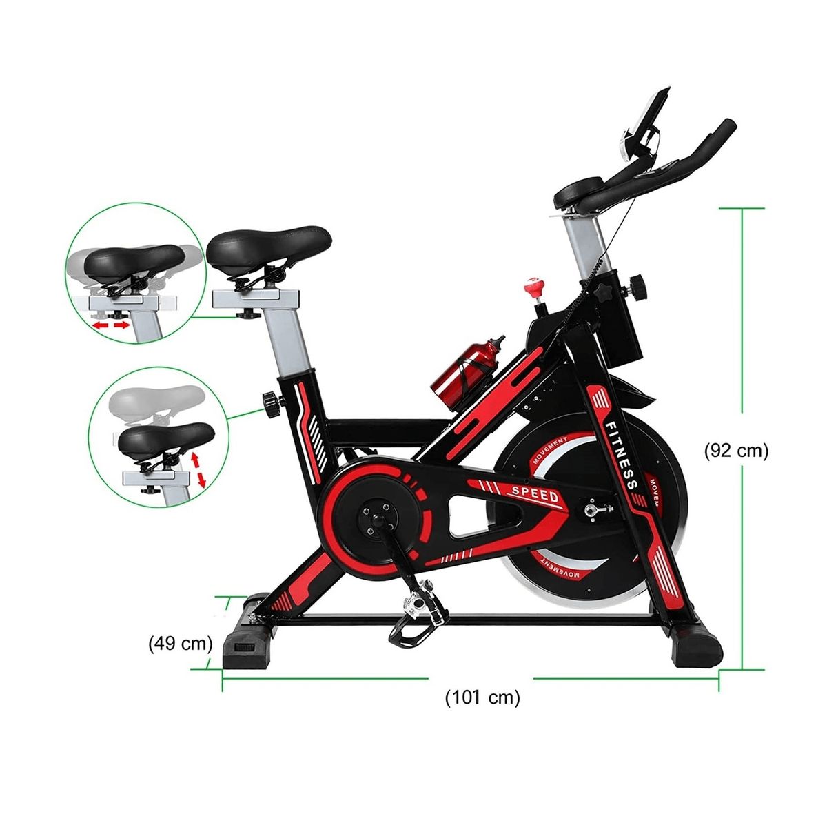 ALPHA GYM - Bicicleta estática de 12 Kg Volante inercia Spinning