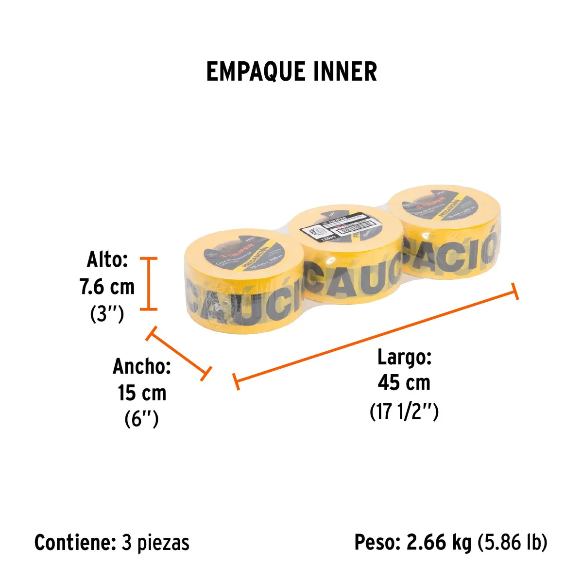 TRUPER - Rollo de 305 m de cinta delimitadora "Precaución", Truper