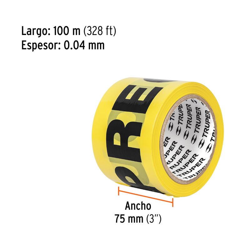 TRUPER - Rollo de 100 m de cinta delimitadora "Precaución", Truper