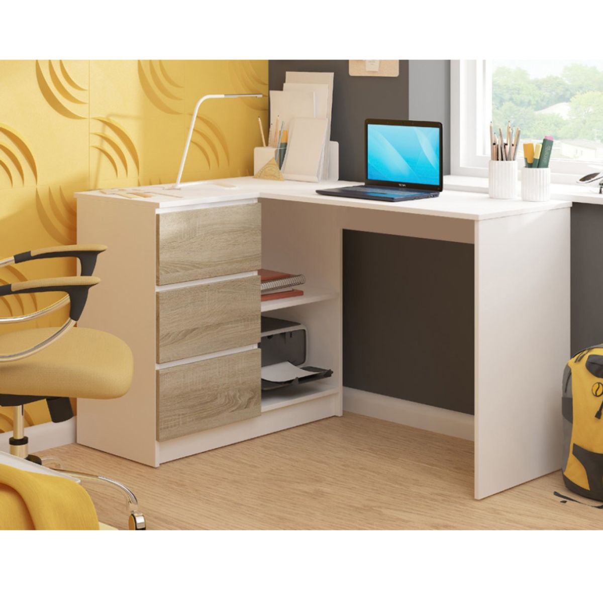 GENERICO - Escritorio en L Palmer Blanco y Duna Muebles Gaudi