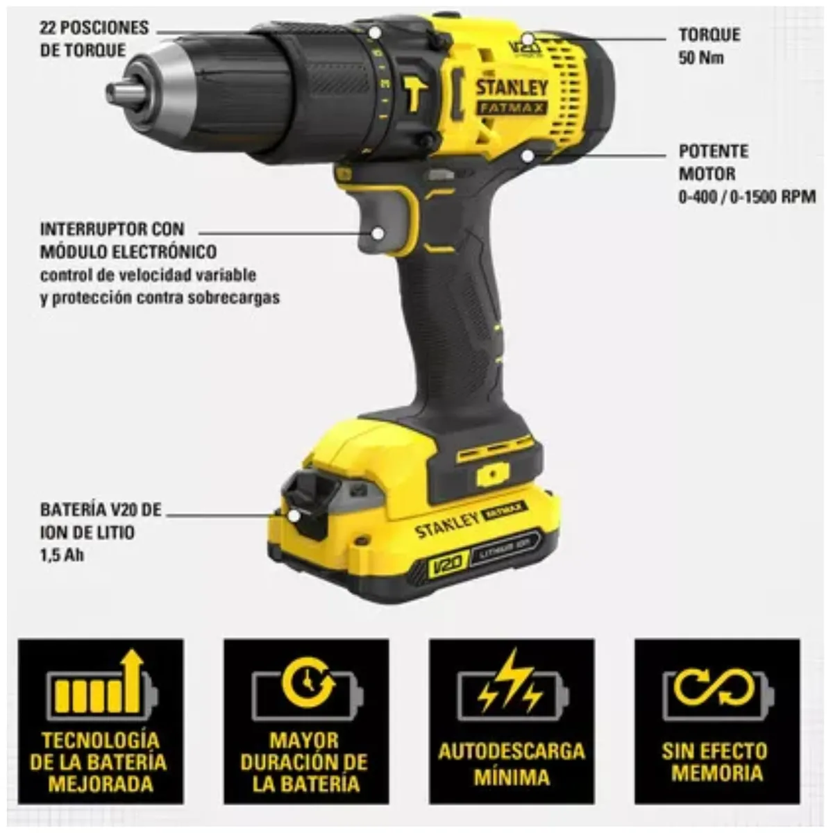 STANLEY - Taladro Percutor Inalámbrico 12 20V FATMAX SCD711C2K Stanley
