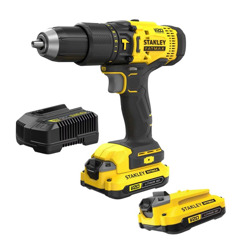 STANLEY - TALADRO PERCUTOR INALAMBRICO 20V 2 baterias POWER DRILL HAMMER STANLEY