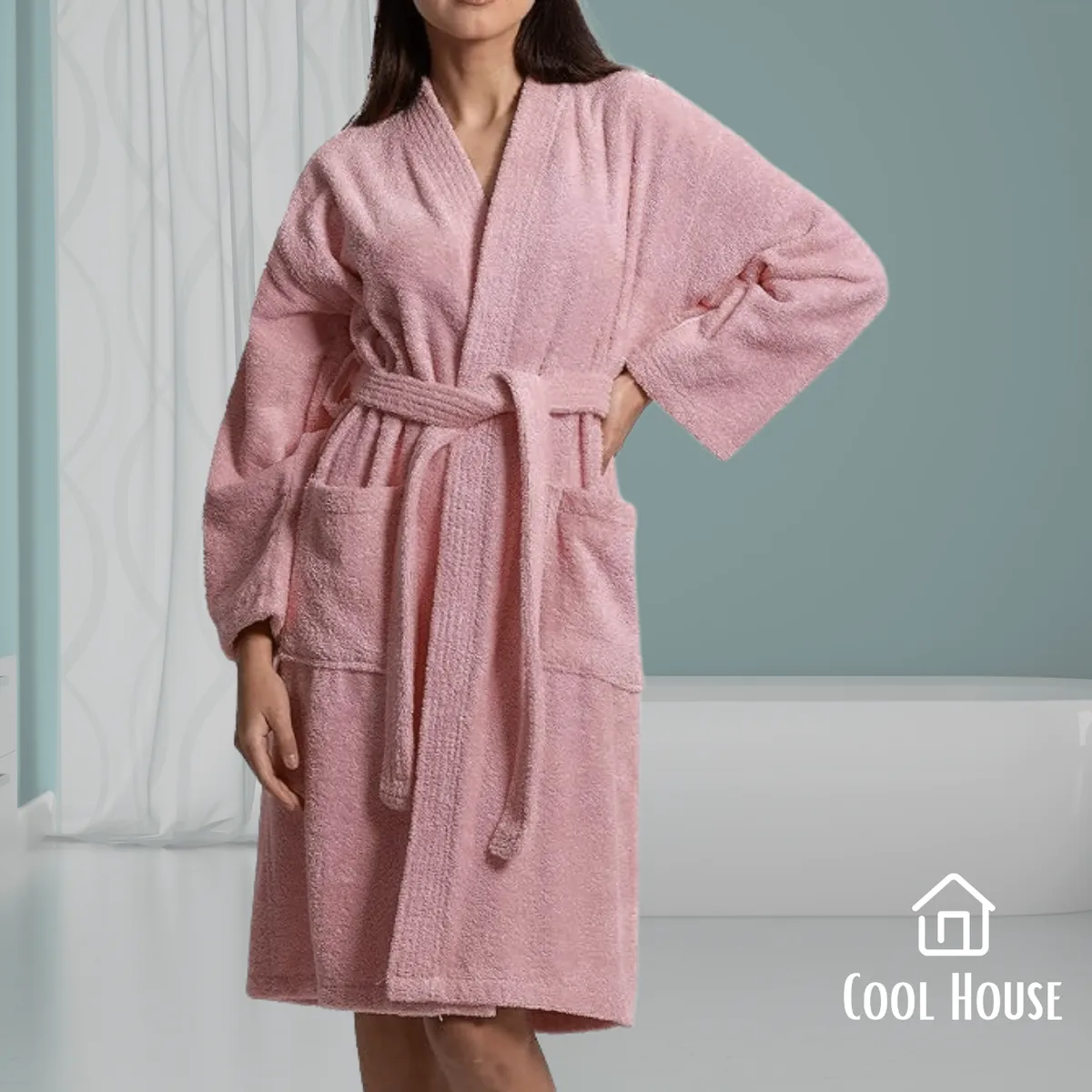 GENERICO - Bata de baño unisex Cool House Santina 100% algodón