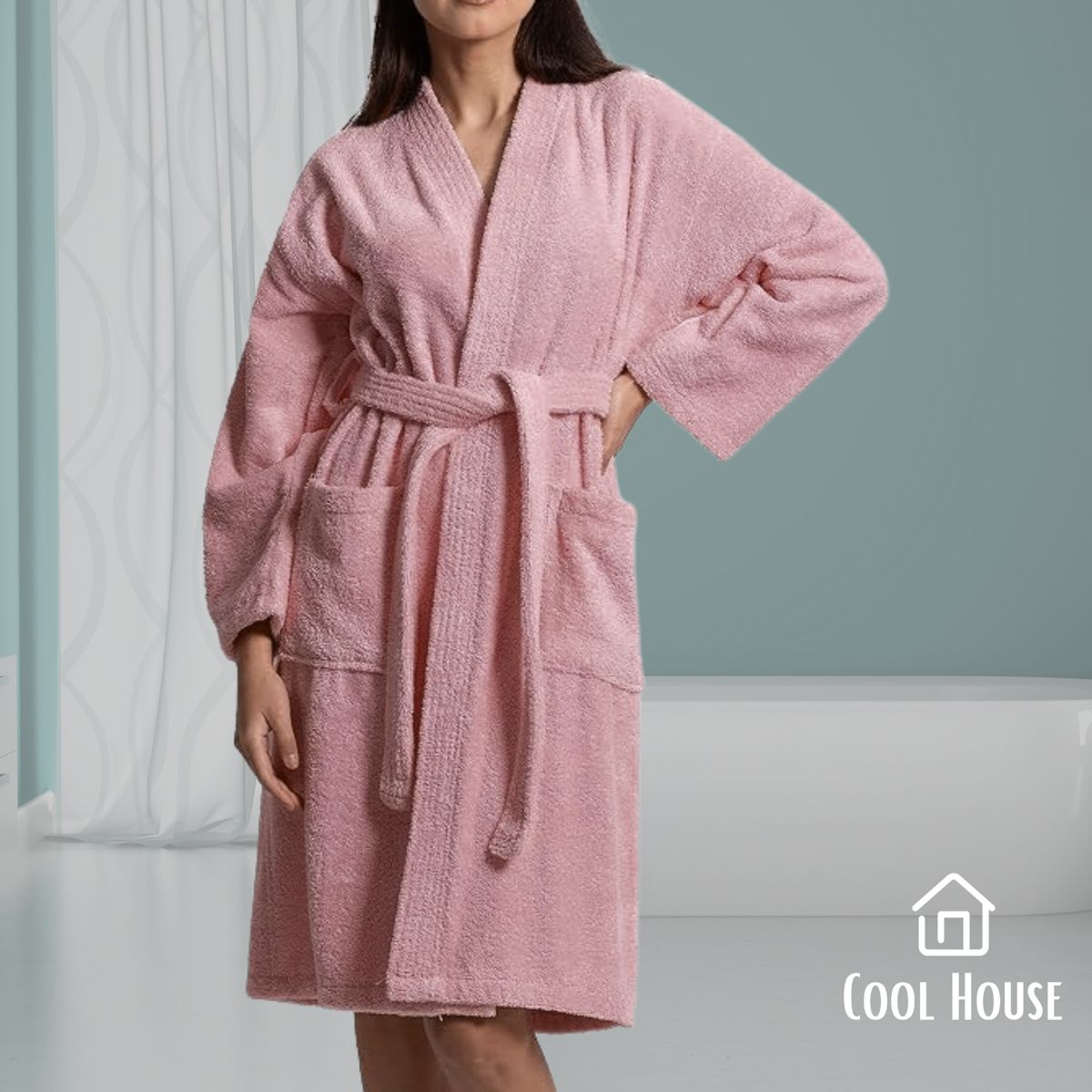 GENERICO - Bata de baño unisex Cool House Santina 100% algodón