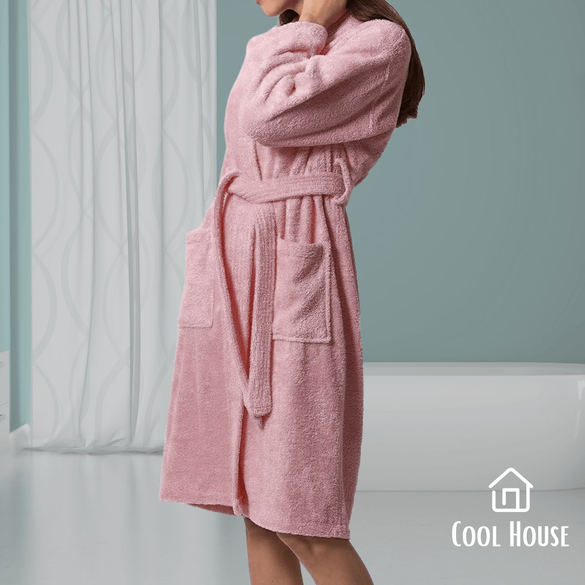 GENERICO - Bata de baño unisex Cool House Santina 100% algodón