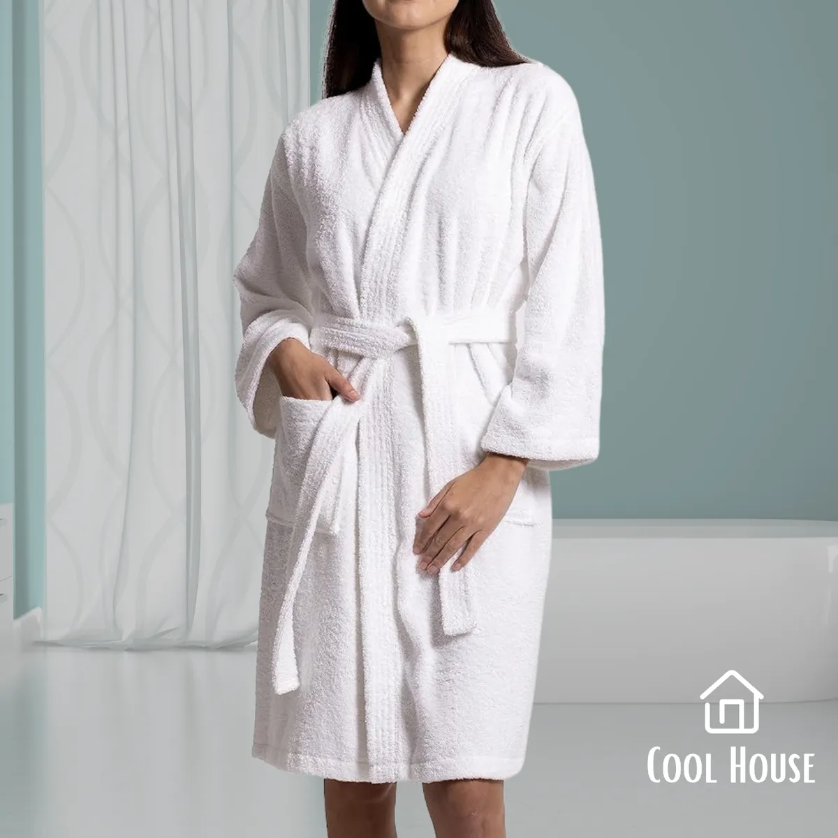 GENERICO - Bata de baño unisex Cool House Santina 100% algodón