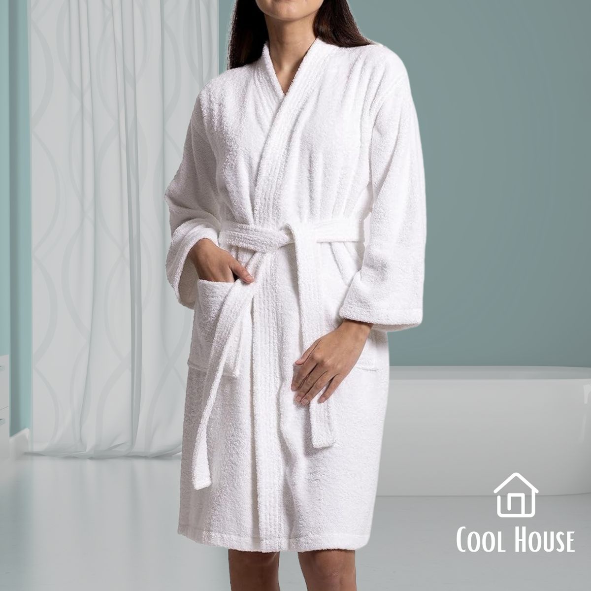 GENERICO - Bata de baño unisex Cool House Santina 100% algodón