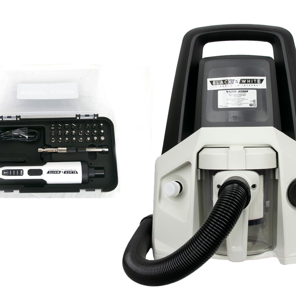 BLACK & WHITE - HIDROLAVADORA 4 EN 1 + KIT DESTORNILLADOR COMPACTO RECARGABLE