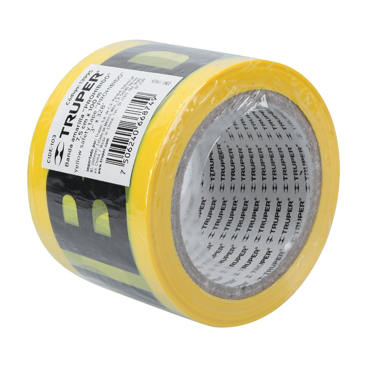 TRUPER - Rollo de 100 m de cinta delimitadora "Prohibido", Truper