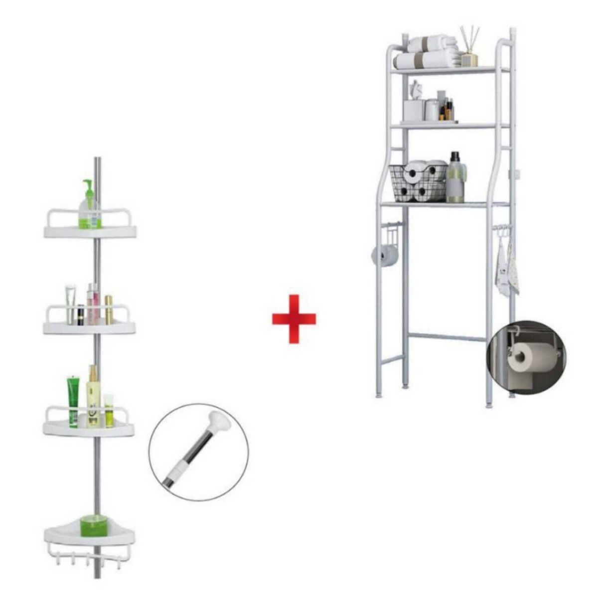 GENERICO - Pack de Estante de Baño + Esquinero de Ducha