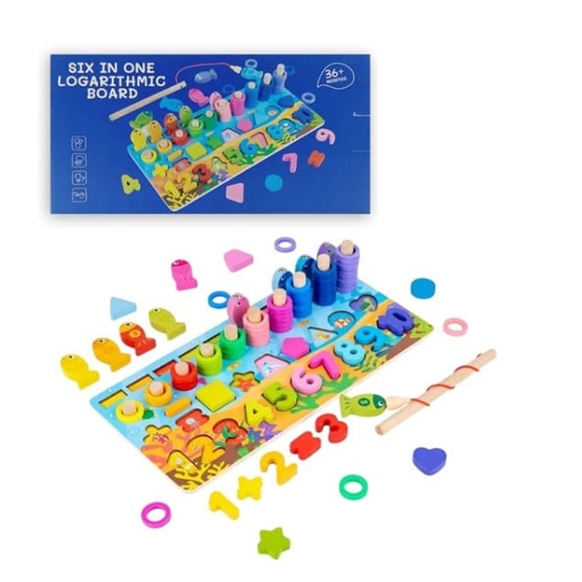 GENERICO - Tablero de Aprendizaje Montessori de Madera 6 en 1