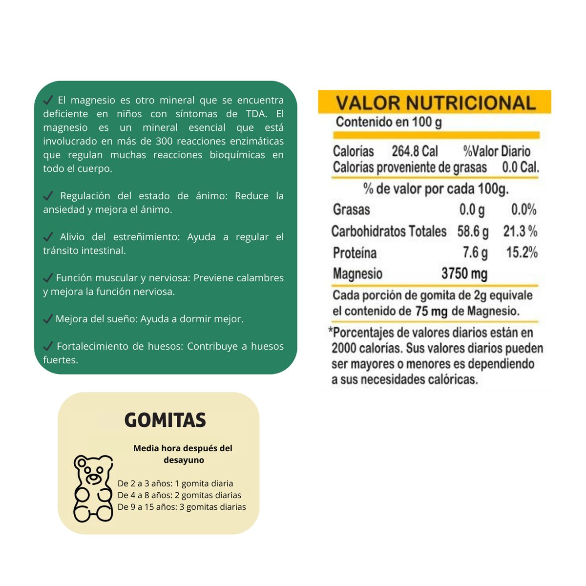 SOTTCOR - Magnesio Para Niños Gomitas Sottcor 100g x2