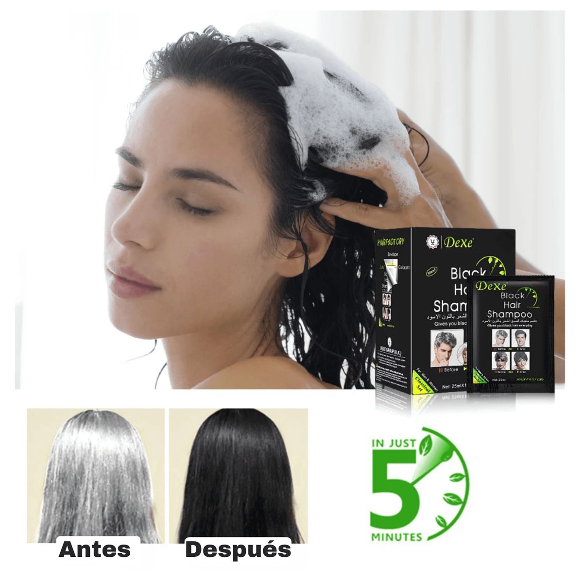 OEM - Shampo Colorante Dexe  Cabello Negro