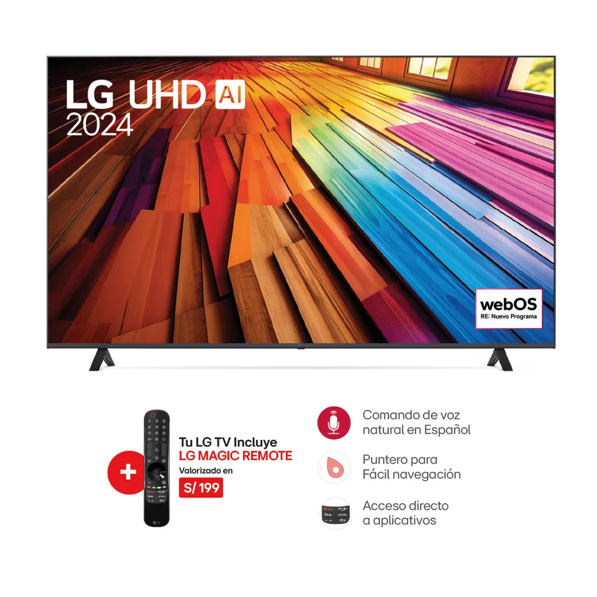 LG - TELEVISOR LG LED 4K ULTRA HD 75 SMART TV CON THINQ AI 75UT8050PSB 2024