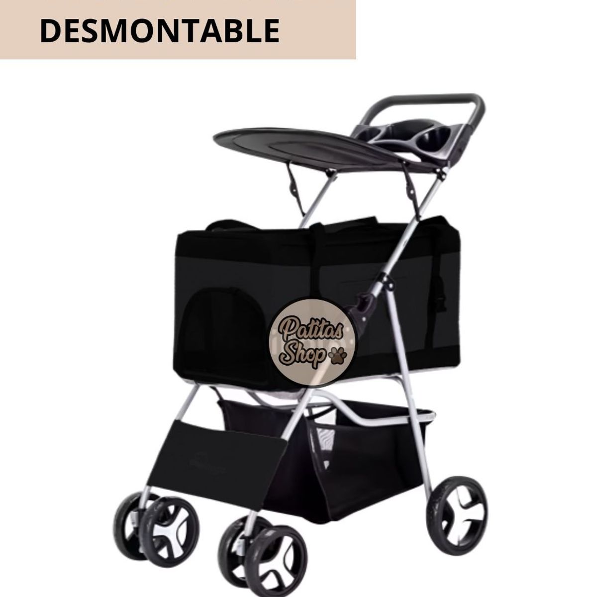 GENERICO - COCHE DESMONTABLE para mascotas 3 en 1 AZUL