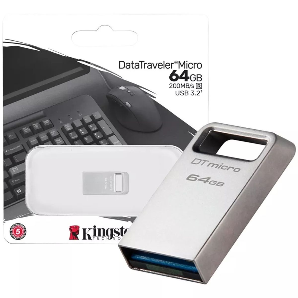 KINGSTON - Memoria Usb Kingston Datatraveler 64gb Usb 3.2 De Acero.
