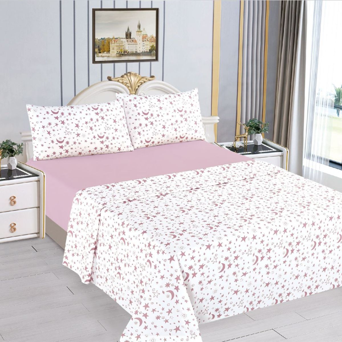 CASATEX - JUEGO DE SABANAS CASATEX CON DISEÑO 2 PLZ