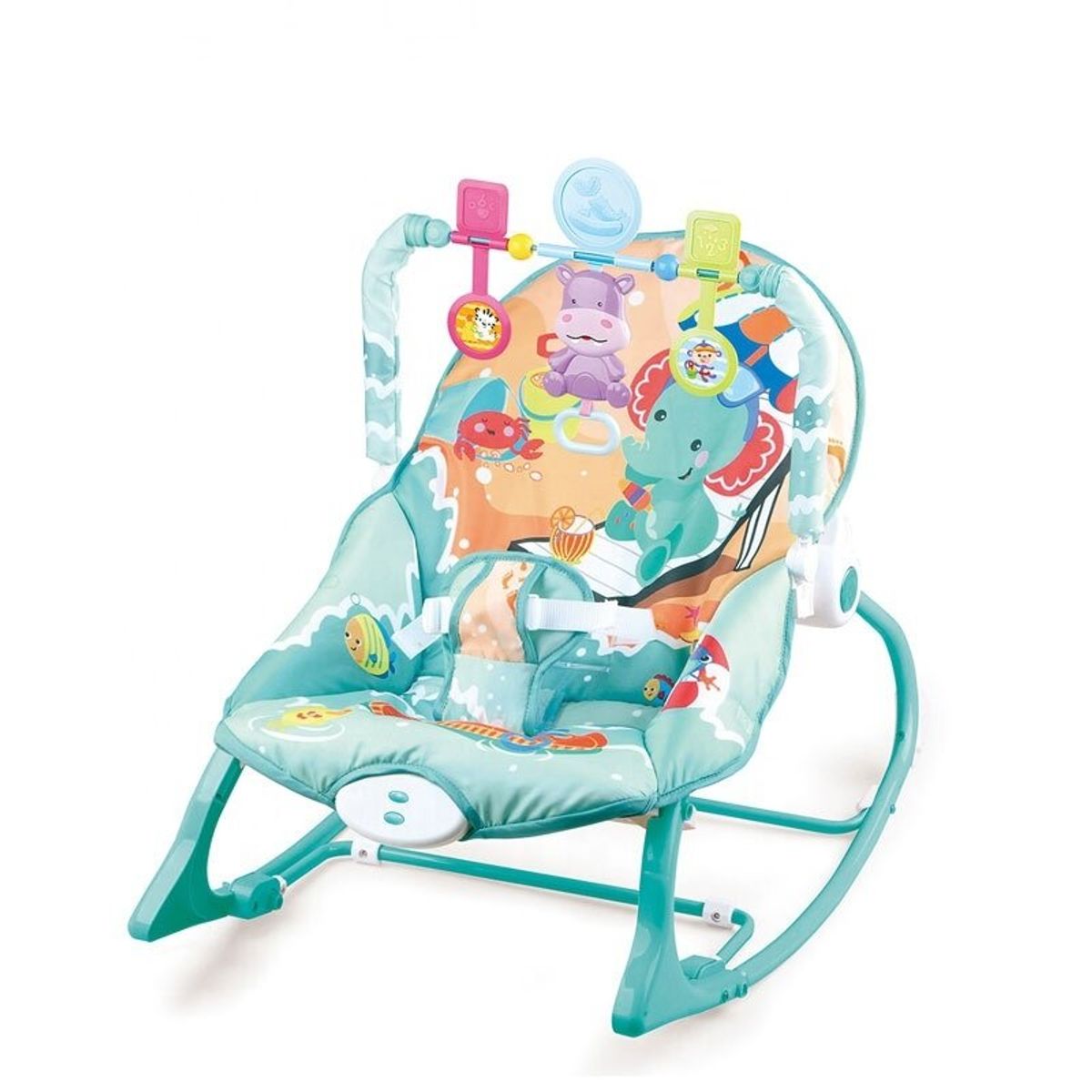 IDEAL - Silla Mecedora Musical con Vibrador Elefante Verde