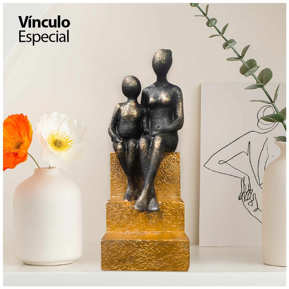 KELLER - Adorno Decorativo Elegante Mamá e Hijo C10