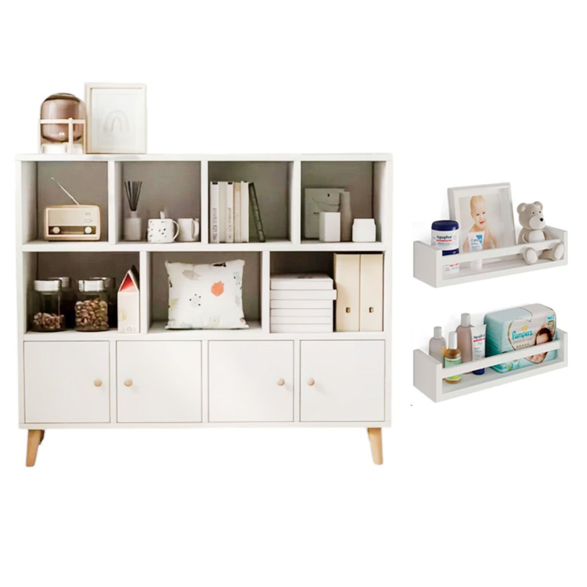 GENERICO - Combo librero Infantil Teo + Repisas Touji - Gaudi