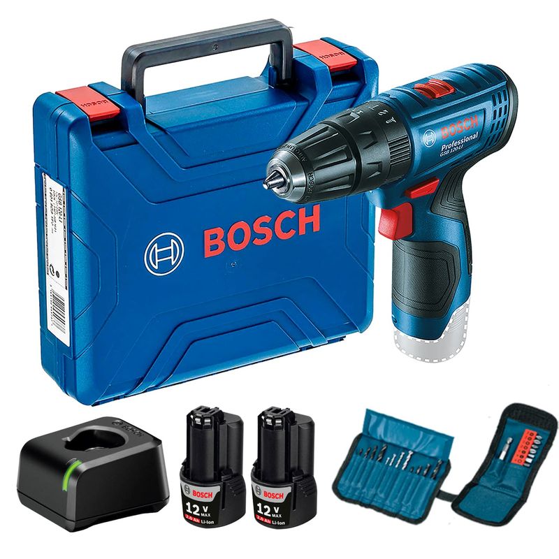 BOSCH - Taladro atornillador GSB 120-LI + 23 accesorios Bosch