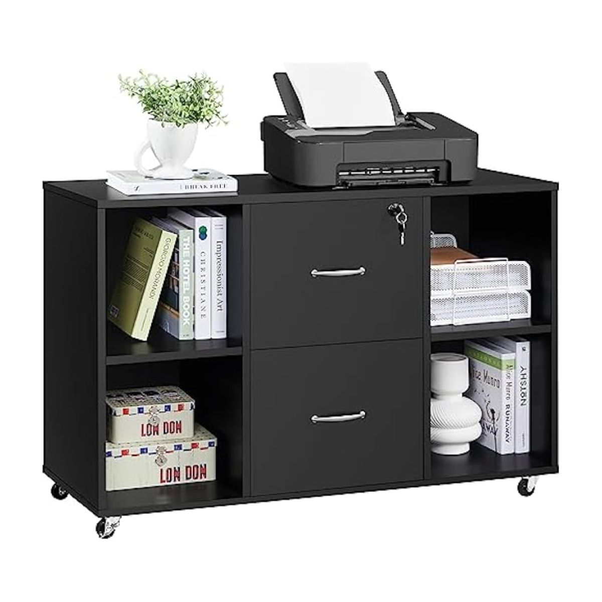 GENERICO - Archivador Portaimpresora Dulio Negro Muebles Gaudi