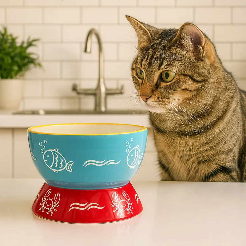 GENERICO - MarineBowl - Comedero Elevado de Cerámica para Mascotas