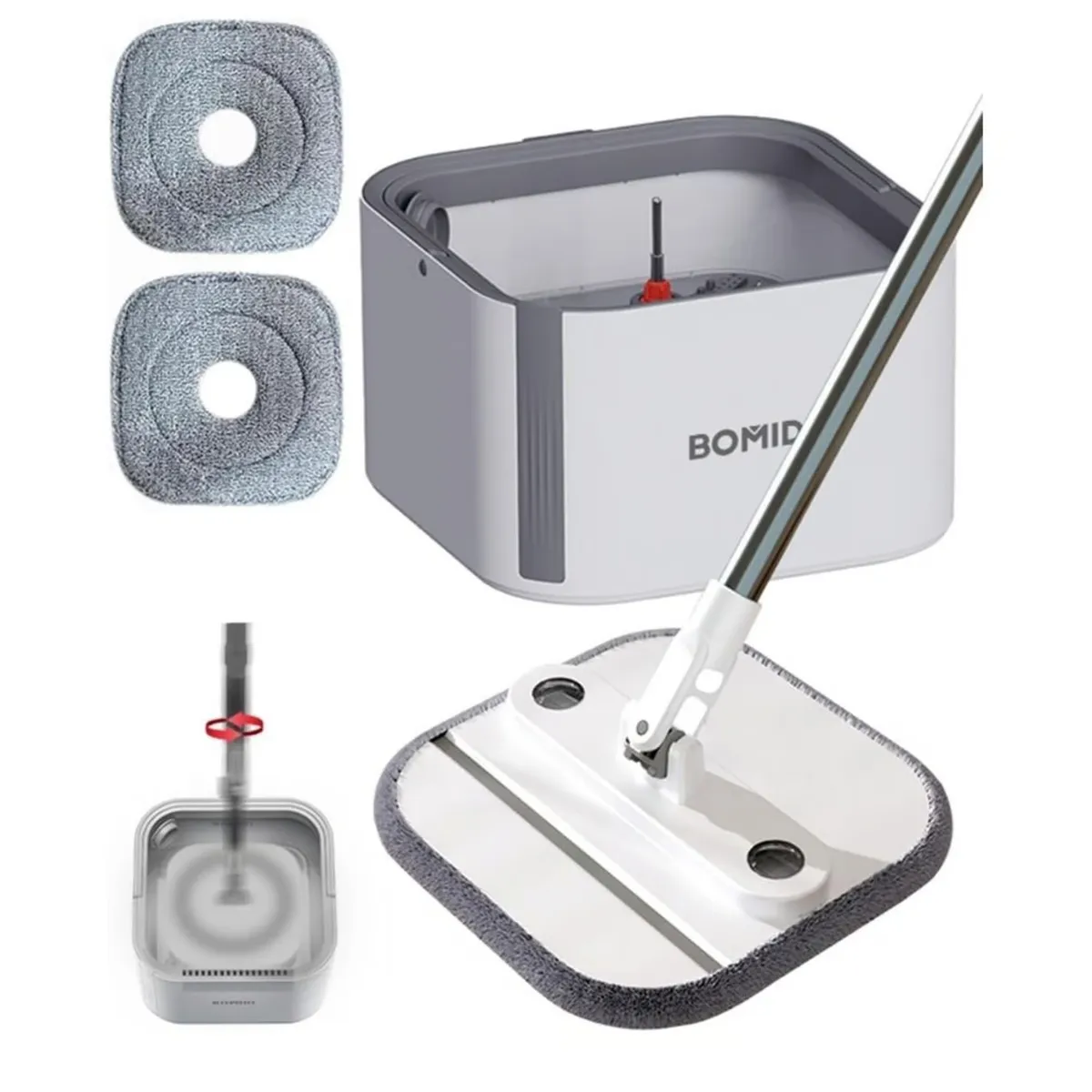 BOMIDI - Trapeador Giratorio Bomidi Blanco Balde Escurridor