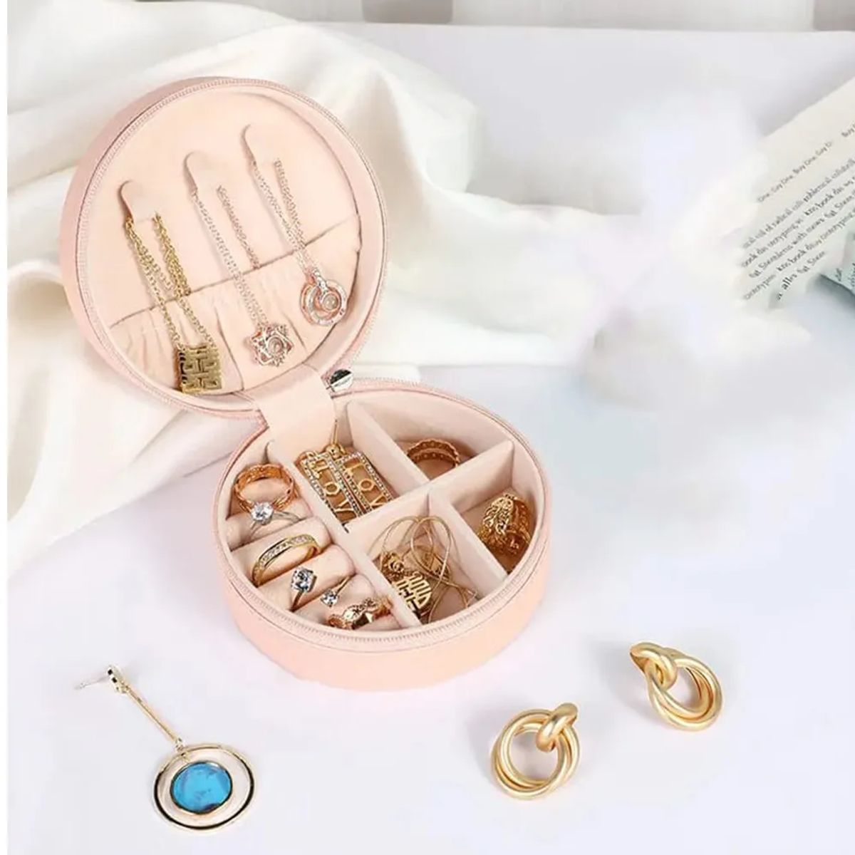 GENERICO - Maletín Organizador Joyero Viaje Rosado MDA290042 Redondo