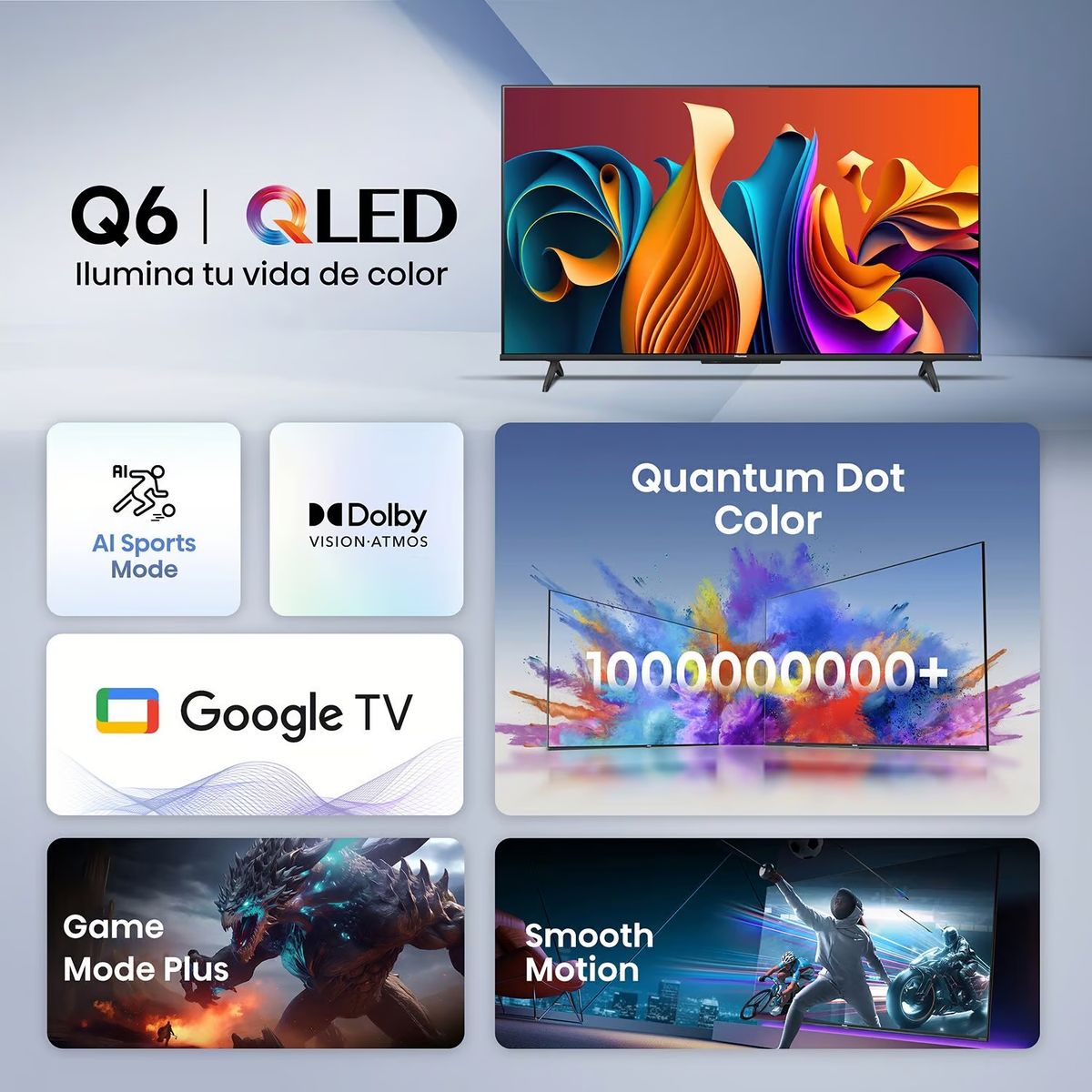 HISENSE - Televisor Hisense Qled 43 43q6n 4k Google Tv
