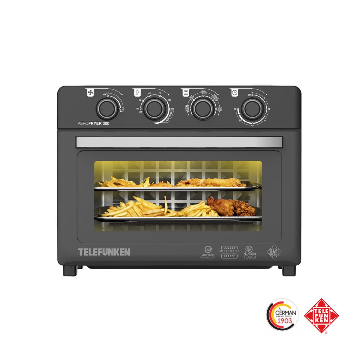 TELEFUNKEN - Horno + Freidora de Aire 30Litros Sin Aceite AeroFryer 300