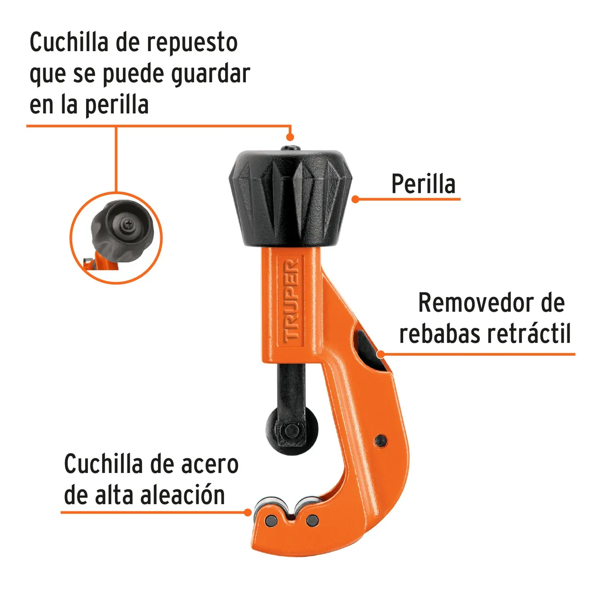 TRUPER - Cortador de tubo de cobre 3/16" a 2" cuchilla 18 mm, Truper