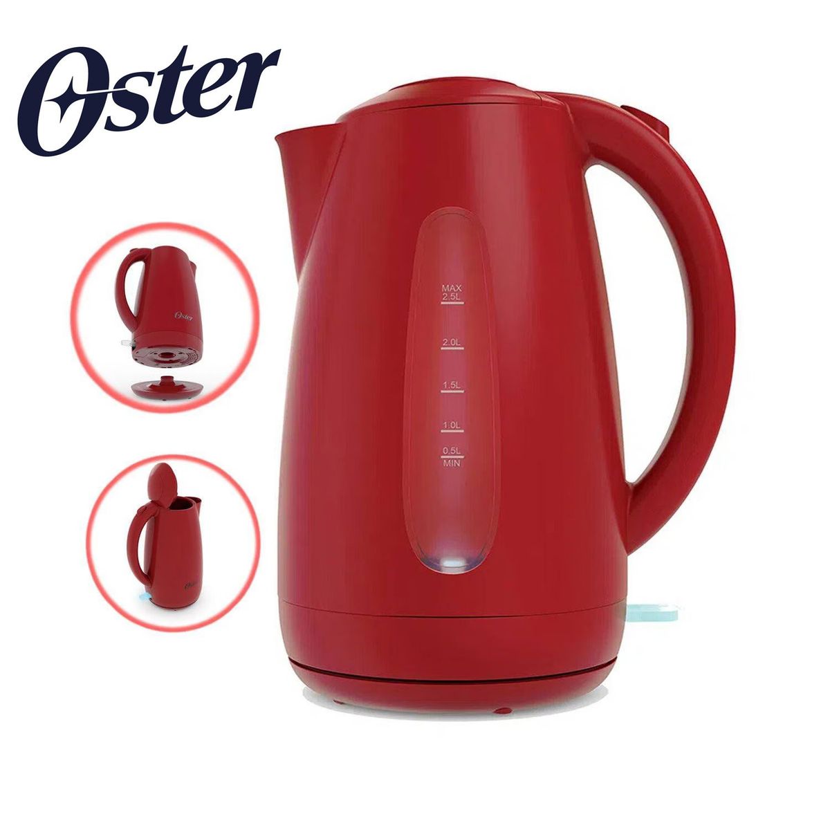 OSTER - Hervidor Electrico Oster 2.5 LT 2200 W Rojo BVSTKED889R