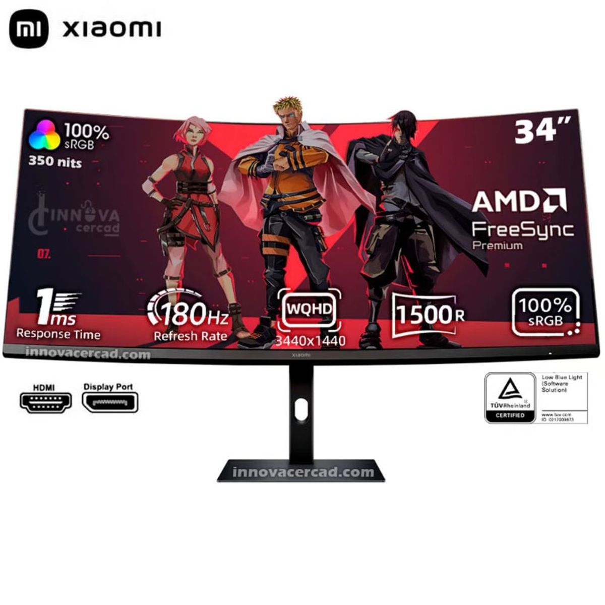 XIAOMI - Monitor Gamer Curvo Xiaomi G34WQI 180 Hz 3440 x 1440 34" FreeSync