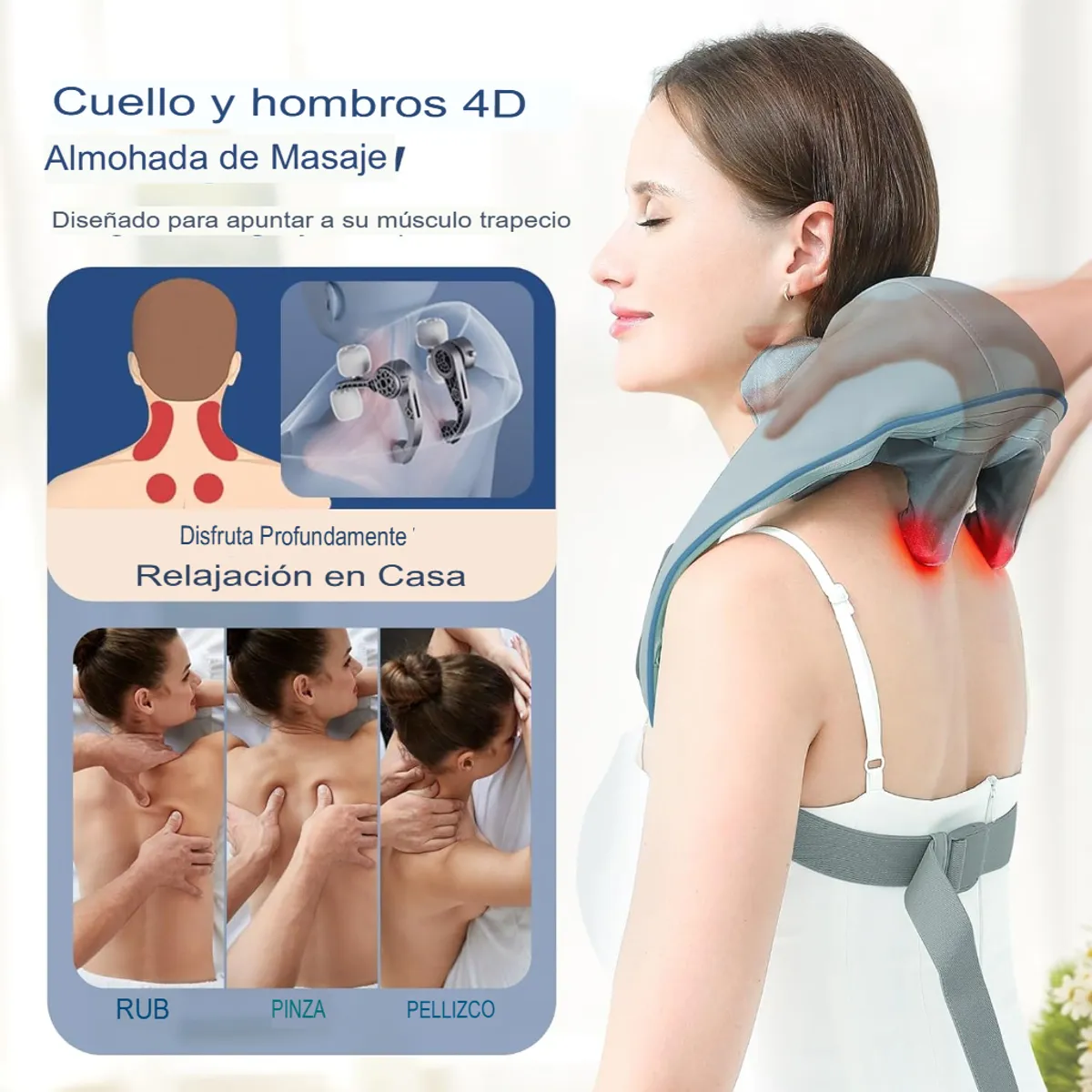 GENERICO - MASAJEADOR CERVICAL PREMIUM DE CUELLO HOMBROS ESPALDA INFRA ROJO
